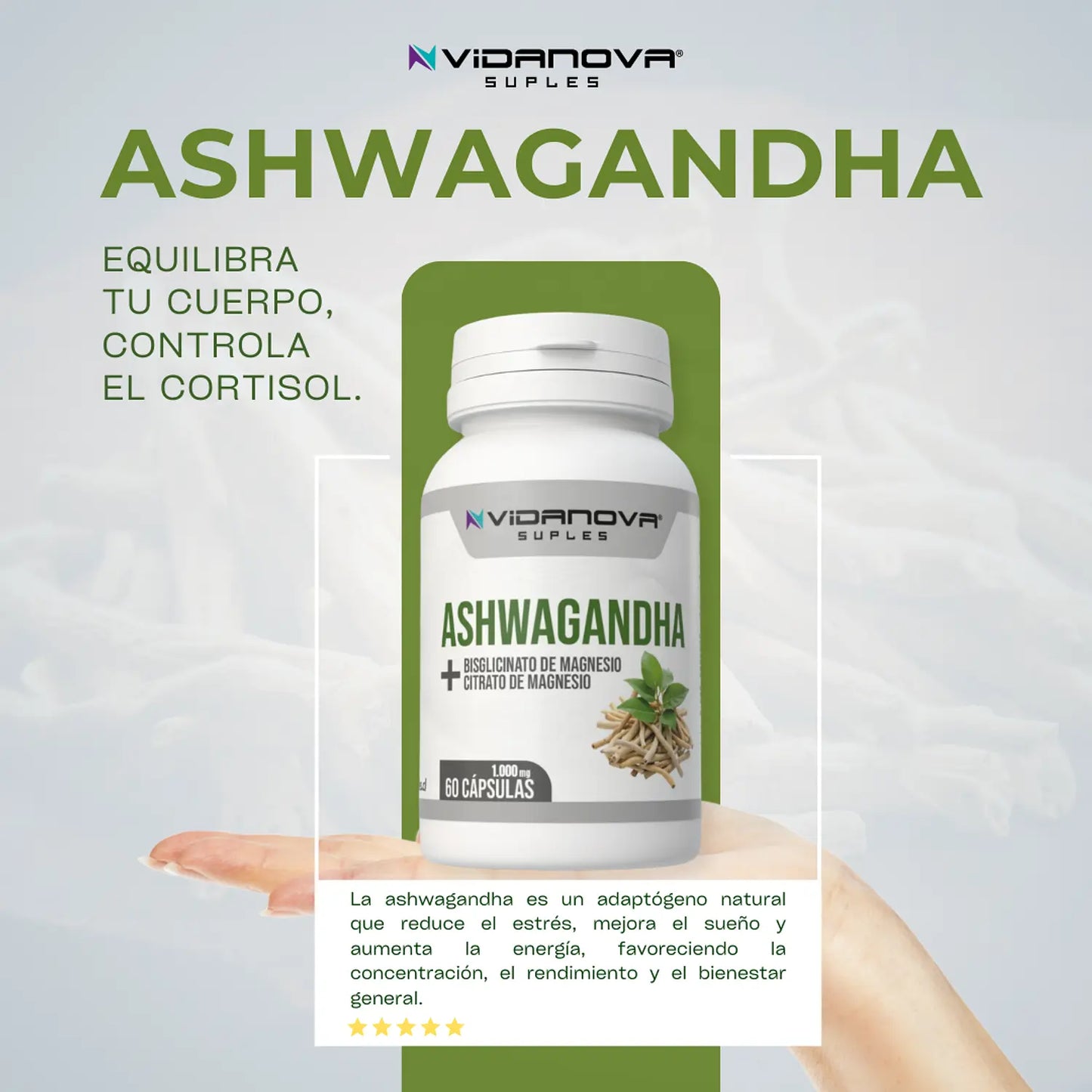 😴 Ashwagandha + Magnesio Vida Nova 💚 Descanso Profundo, Energía Renovada y Calma Natural 🌱