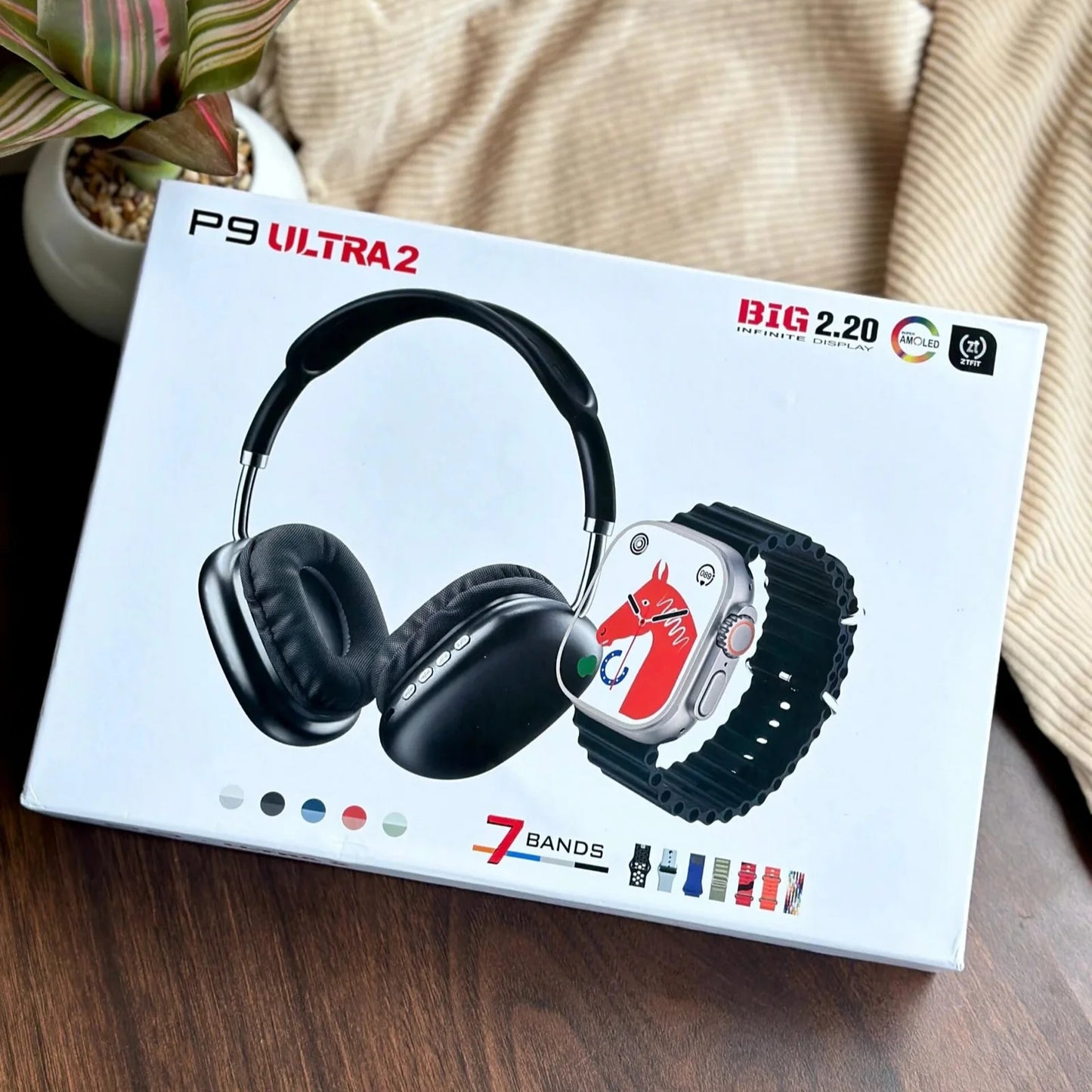 🔥 Vive Conectado y con Estilo – Audífonos P9 Ultra 2 + Smartwatch BIG 2.20 + 7 Correas 🎧⌚