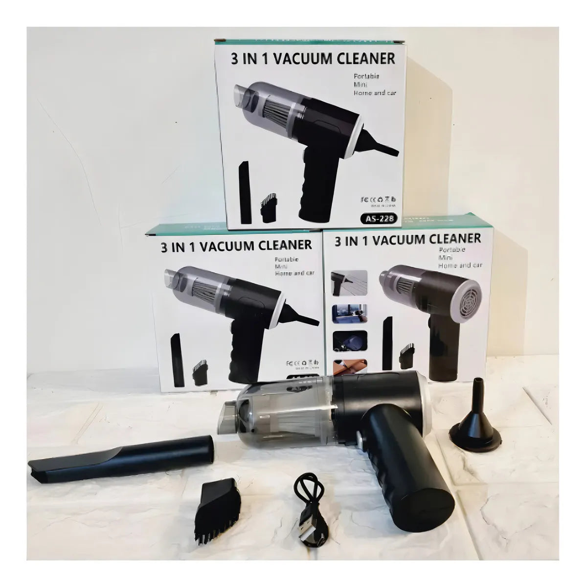 🔹TurboClean Pocket™ 3 en 1 💨 🌀Mini Aspiradora Portátil para Auto y Hogar