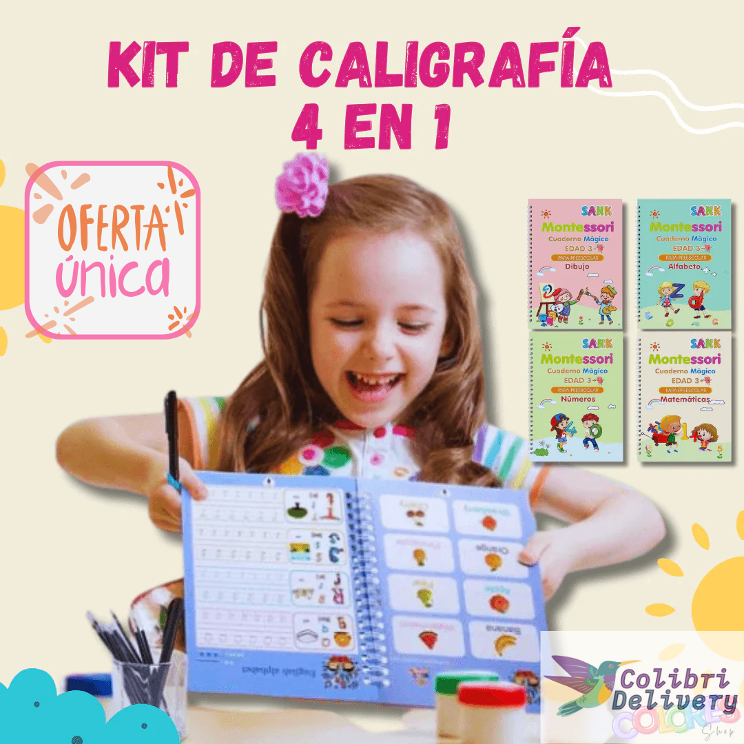 Set de 4 Libros de Caligrafía📚🖋️¡Educación divertida para niños desde los 3 años!