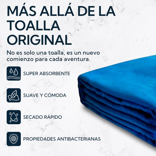 🏖️ Toalla Microfibra XL Suede Azul 💙 ¡Ligera, Suave y Súper Absorbente!