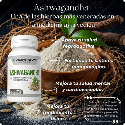 😴 Ashwagandha + Magnesio Vida Nova 💚 Descanso Profundo, Energía Renovada y Calma Natural 🌱
